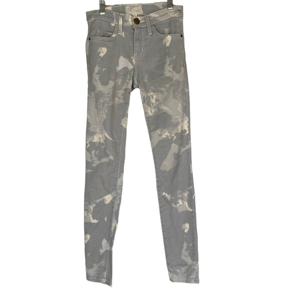 𝅺current/elliott The Stiletto Chance of Rain Watercolor Camo Jeans Womens Sz 23